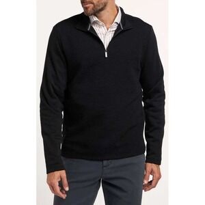 Perry Ellis Ottoman Stripe Texture Quarter Zip Sweater Black Mens Size L